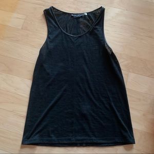 Alice + Olivia Basic Black Tank Top Leather Detail